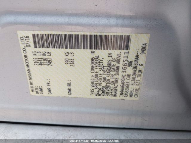 1N4AA6AP0HC366511 Nissan Maxima 3.5 S