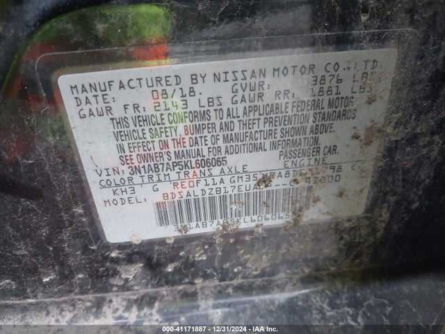 Nissan SENTRA SV 2019 3N1AB7AP5KL606065 Image 9