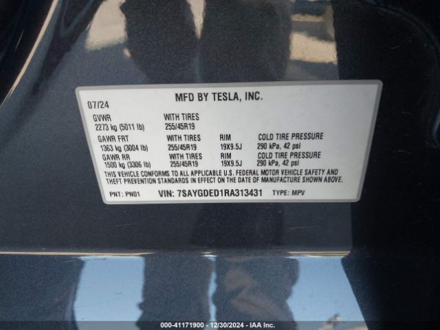 7SAYGDED1RA313431 Tesla Model Y Long Range Dual Motor All-wheel Drive/rwd