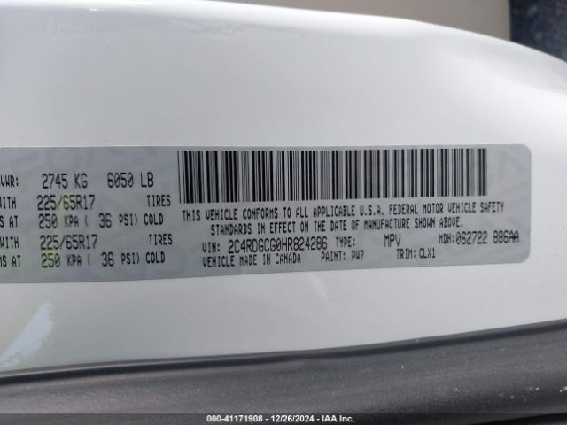2C4RDGCG0HR824286 Dodge Grand Caravan Sxt