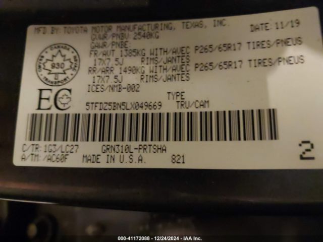5TFDZ5BN5LX049669 Toyota Tacoma