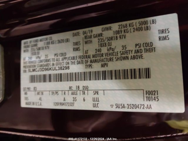 5LMCJ3D96KUL38298 Lincoln Mkc Reserve