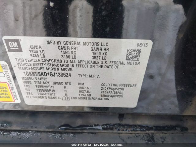 1GKKVSKD1GJ133624 GMC Acadia Slt-2