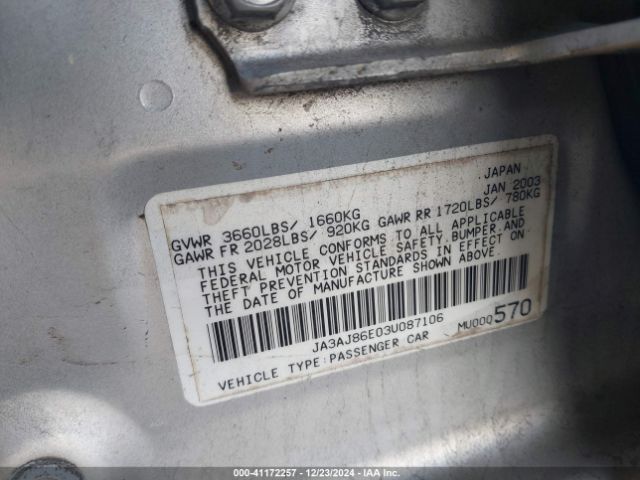 2003 MITSUBISHI LANCER JA3AJ86E03U087106 Photo 8