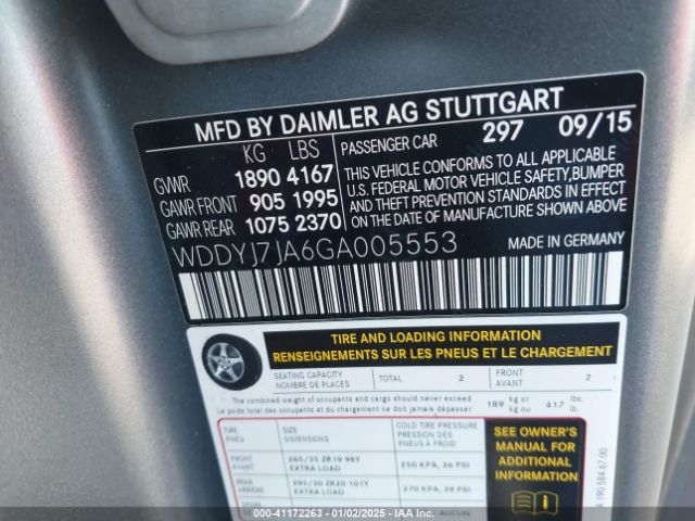 2016 MERCEDES-BENZ GT S AMG WDDYJ7JA6GA005553 Photo 8