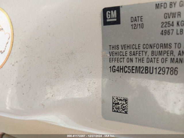 Aukcja sprzedaży 2011 Buick Lucerne Cxl, vin: 1G4HC5EM2BU129786, numer aukcji: 41172287