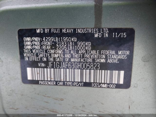 JF1GJAF63GH005823 Subaru Impreza 2.0i Premium