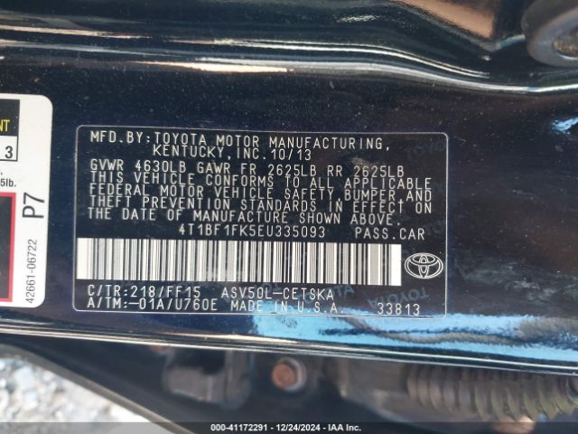 4T1BF1FK5EU335093 Toyota CAMRY SE