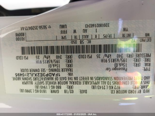 1FADP3E2XJL270495 Ford FOCUS S