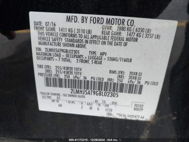 2LMHJ5AT9GBL02305 Lincoln Mkt Ecoboost