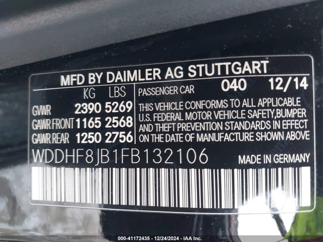 WDDHF8JB1FB132106 Mercedes-Benz E 350 4matic