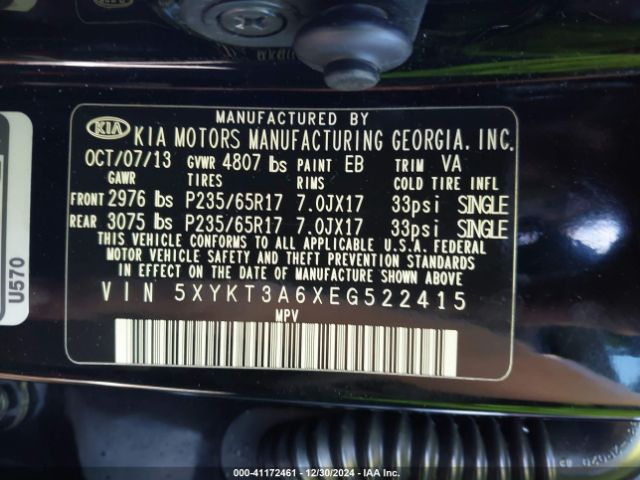 5XYKT3A6XEG522415 KIA SORENTO LX