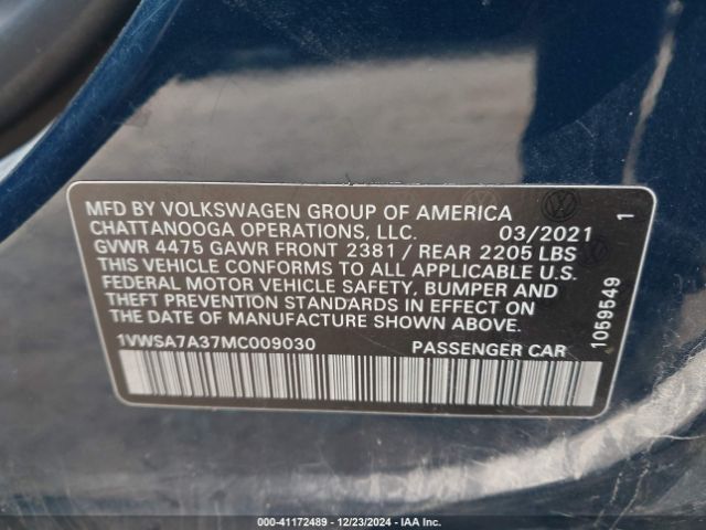 1VWSA7A37MC009030 Volkswagen Passat 2.0t Se