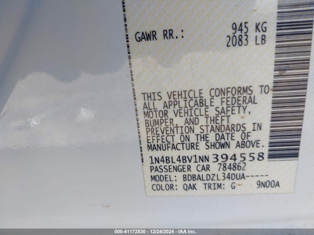 Nissan Altima 2.5 S 2022 1N4BL4BV1NN394558 Image 9