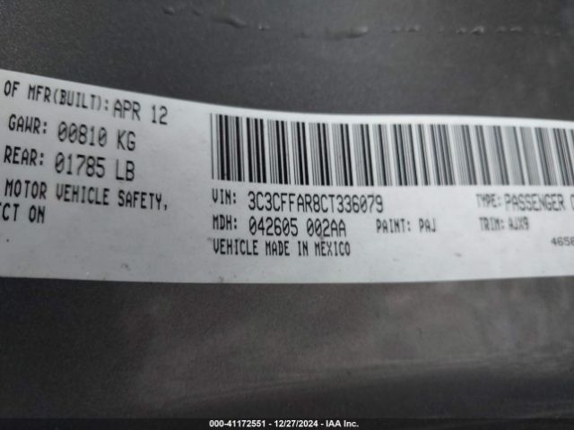 2012 FIAT 500 3C3CFFAR8CT336079 Photo 8