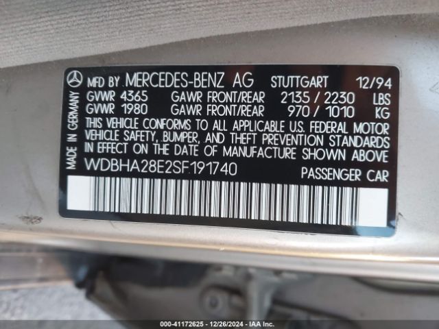 1995 MERCEDES-BENZ C WDBHA28E2SF191740 Photo 8