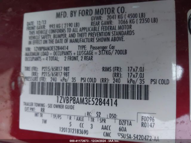1ZVBP8AM3E5284414 Ford Mustang V6