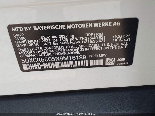 5UXCR6C05N9M16189 BMW X5 Xdrive40i