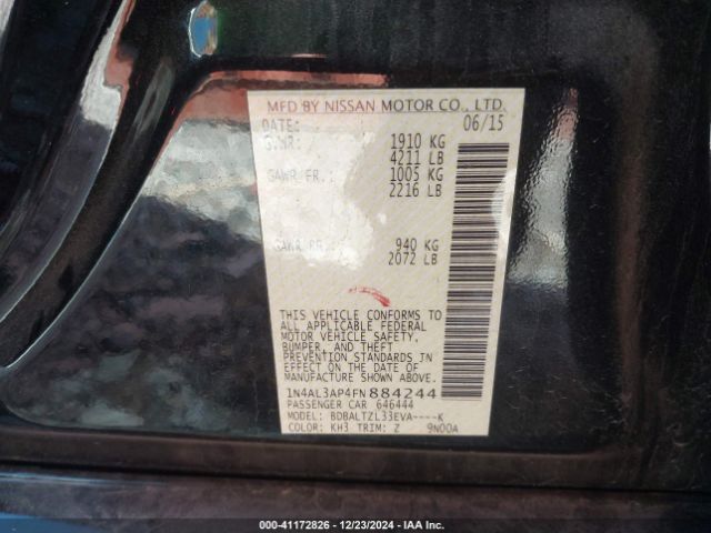 1N4AL3AP4FN884244 Nissan Altima 2.5 Sl