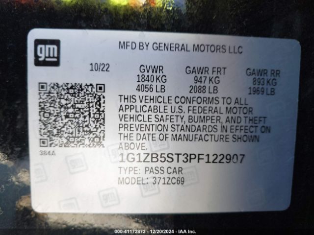 1G1ZB5ST3PF122907 Chevrolet Malibu Fwd Ls