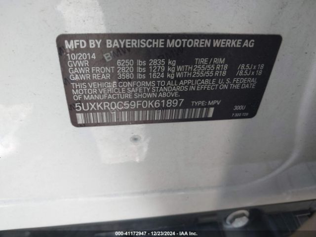 5UXKR0C59F0K61897 BMW X5 Xdrive35i