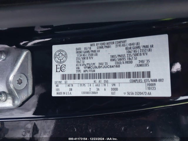 Ford Escape Titanium 2018 1FMCU9J91JUC64160 Image 9