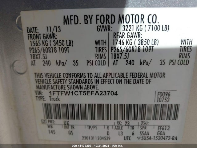 Ford F-150 Xlt 2014 1FTFW1CT5EFA23704 Image 9