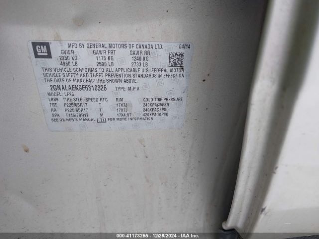 2GNALAEK9E6310326 Chevrolet EQUINOX LS