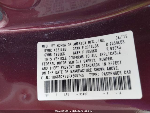 1HGCR2F73FA265745 Honda ACCORD EX