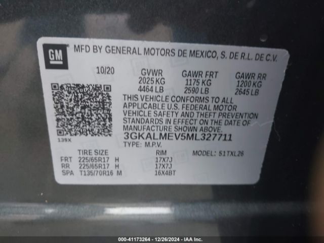 3GKALMEV5ML327711 GMC Terrain Fwd Sle