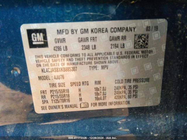 KL4CJASBXKB885307 Buick Encore Fwd Preferred