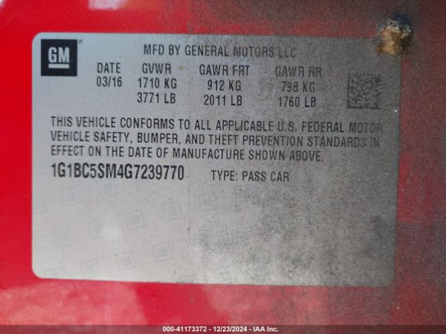 1G1BC5SM4G7239770 Chevrolet Cruze Ls Auto