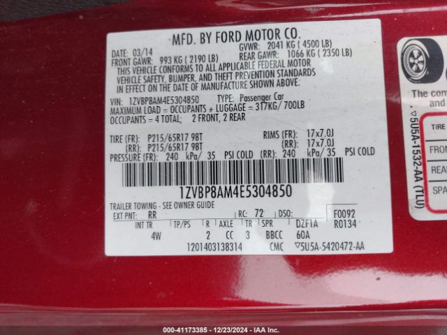1ZVBP8AM4E5304850 Ford Mustang V6 Premium