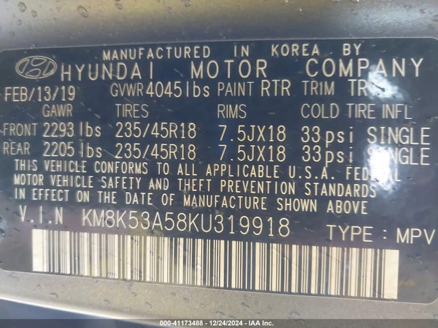 KM8K53A58KU319918 Hyundai Kona Iron Man