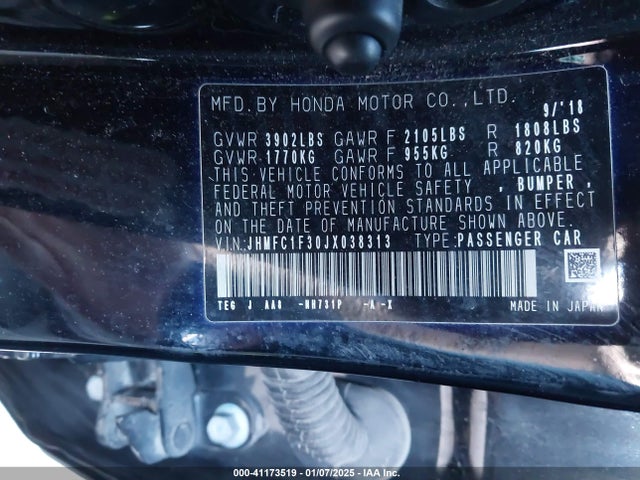 Honda Civic Ex-t 2018 JHMFC1F30JX038313 Image 9