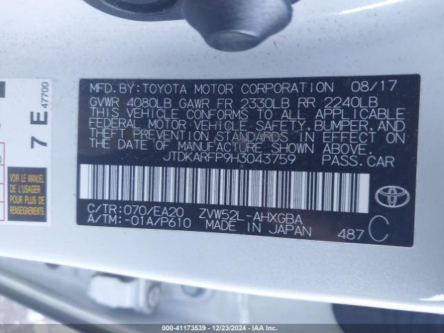 JTDKARFP9H3043759 Toyota Prius Prime Premium