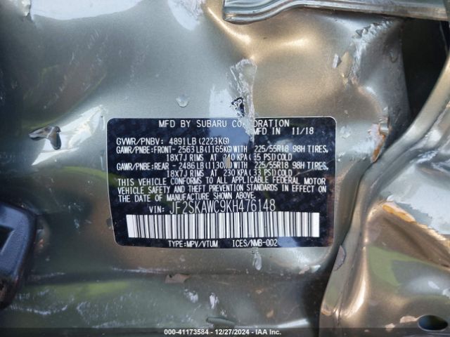 JF2SKAWC9KH476148 Subaru Forester Touring