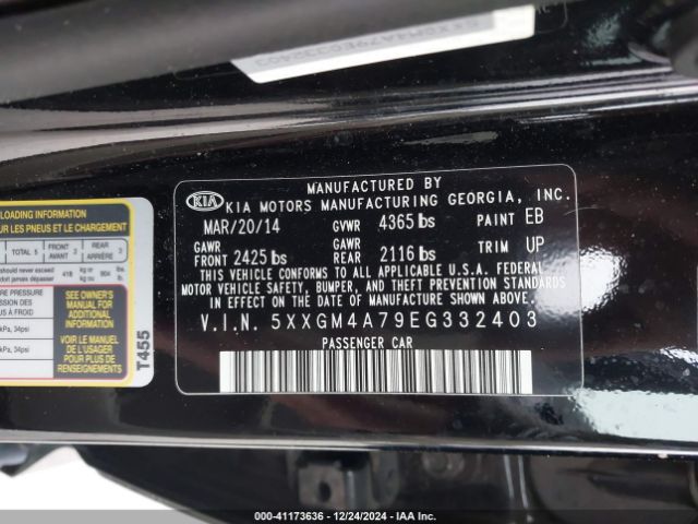 5XXGM4A79EG332403 KIA Optima Lx