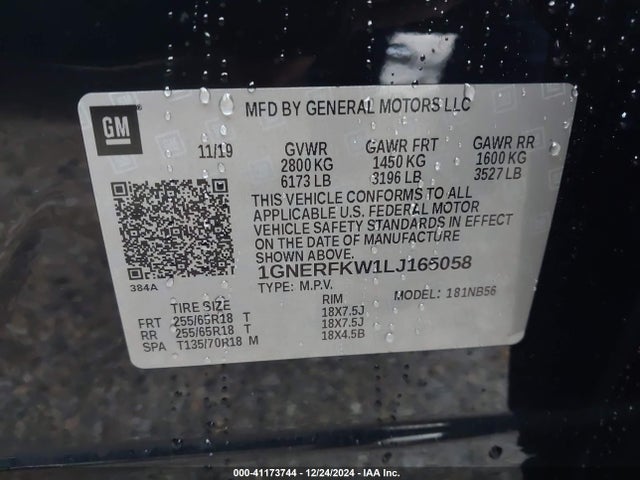 1GNERFKW1LJ165058 Chevrolet Traverse Fwd Ls