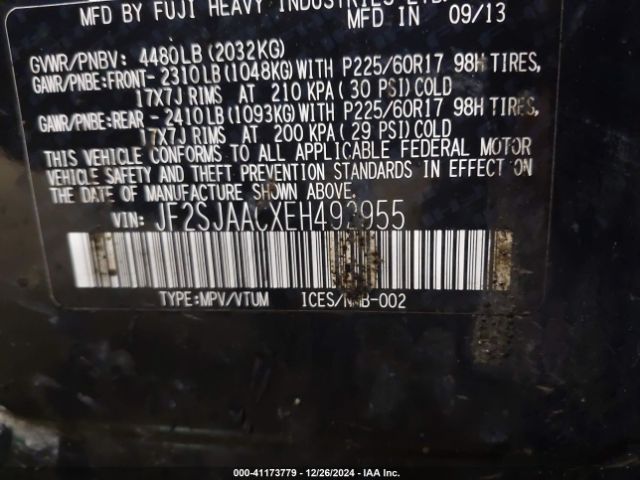 JF2SJAACXEH492955 Subaru Forester 2.5i