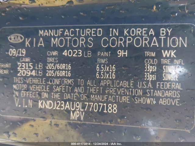 KNDJ23AU9L7707188 KIA SOUL LX