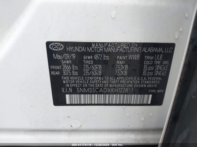 Hyundai Santa Fe Ultimate 2019 5NMS5CADXKH122851 Image 9