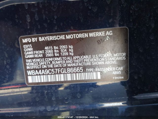 WBA4A9C57FGL86665 BMW 428 Gran Coupe