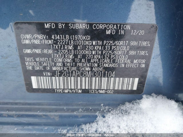 JF2GTAPC8MH301104 Subaru Crosstrek Premium