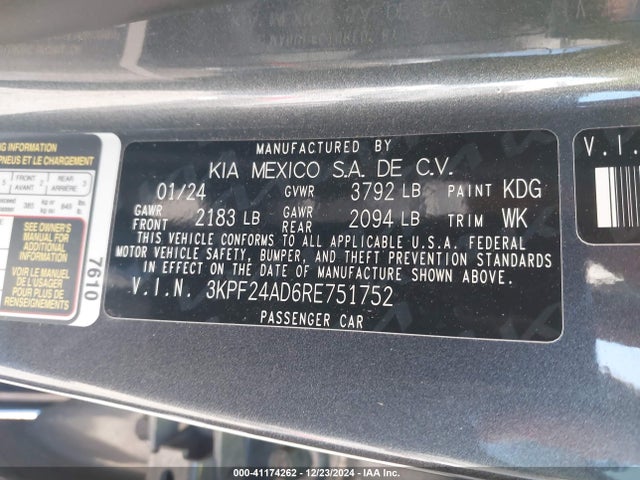 KIA Forte Lxs 2024 3KPF24AD6RE751752 Image 9