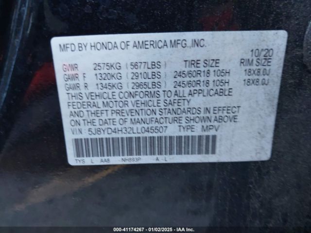 5J8YD4H32LL045507 Acura Mdx Standard