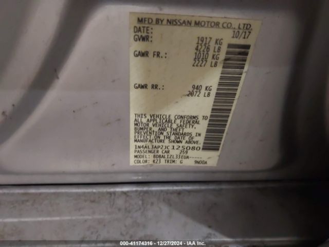 1N4AL3AP2JC125080 Nissan Altima 2.5 Sv