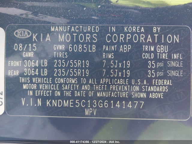 KNDME5C13G6141477 KIA Sedona Sx Luxury