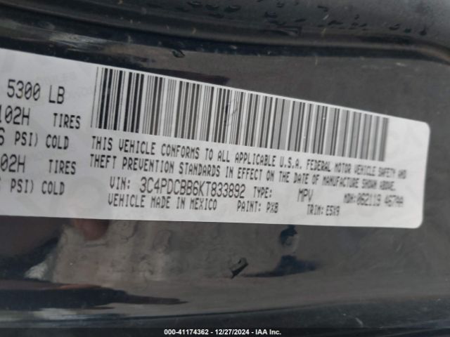 3C4PDCBB6KT833892 Dodge JOURNEY SE