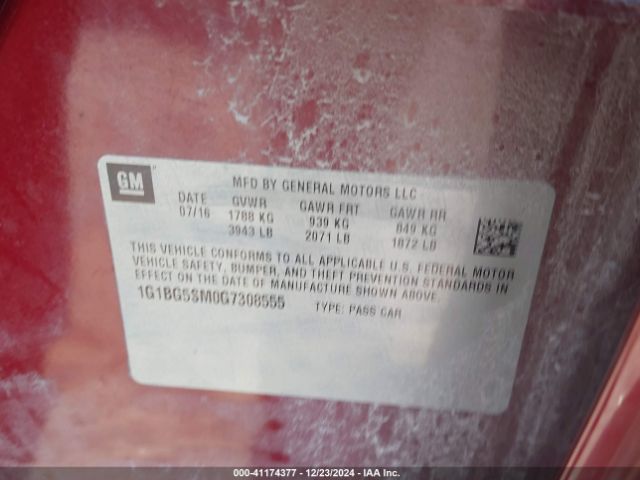 1G1BG5SM0G7308555 Chevrolet Cruze Premier Auto